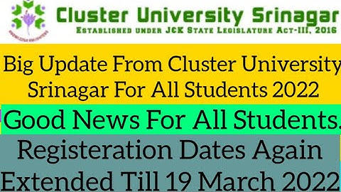 Cluster university Srinagar Important Notification Regarding Dubmission Of Admission Forms 2022