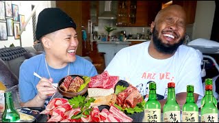 Korean BBQ Muk Bang with KevOnStage  Fatherhood, Near Death Experiences, & Keeping Our Wives Happy