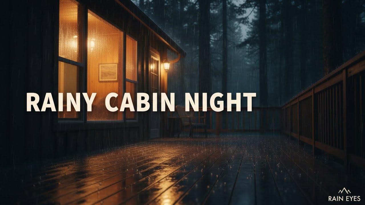 Cozy Cabin Rain at Night 🌧️ Warm Lights, Forest Rain & Deep Sleep ...