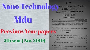 Nano Technology 5th semester Previous year paper || Bsc.(H)Physics November 2019 ||