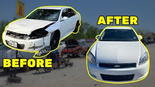REBUILDING MY CRASHED 2013 CHEVY IMPALA IN 10 MIN #howto #repair