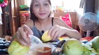 ASMR| Mukbang apple Mango with bagoong and spicy salt (EXTREME  CRUNCH)