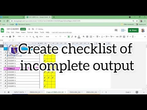 How to create checklist of incomplete outputs in Google Sheet