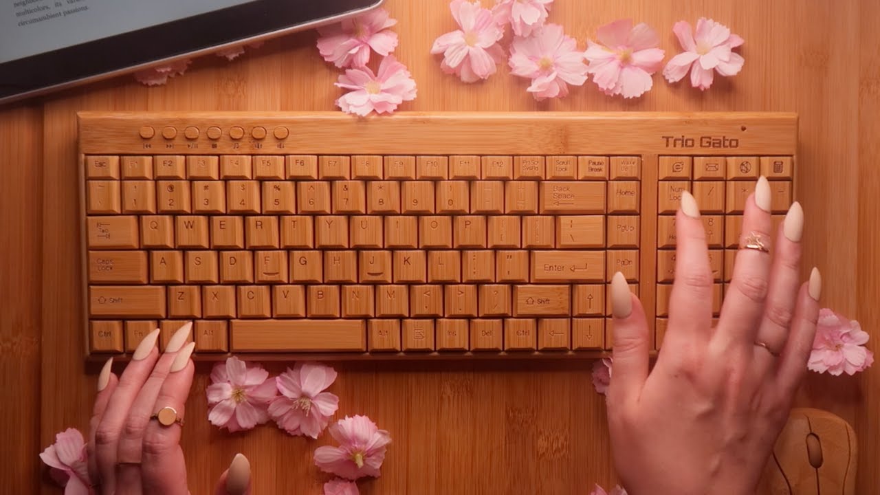 ASMR Don't worry, I typed your essay on this bamboo keyboard! (Whispers,  fast typing, wood sounds) - YouTube