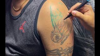 FREEHAND KOI FISH COVER UP TATTOO by damik tattoo