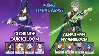 Clorinde Quickbloom & Alhaitham Hyperbloom - 4.6 4.7 Spiral Abyss - Genshin Impact