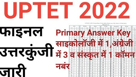 UPTET Final Answer Key 2022 Released | यूपी टेट फाइनल उत्तरकुंजी जारी |  Primary Revised Answer Key