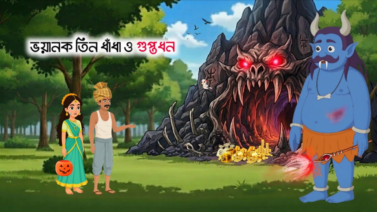 ভয়ানক তিন ধাঁধা ও গুপ্তধন | Bangla Cartoon | Bangla Fairy Tales | Horror Cartoon | Rupkothar Golpo