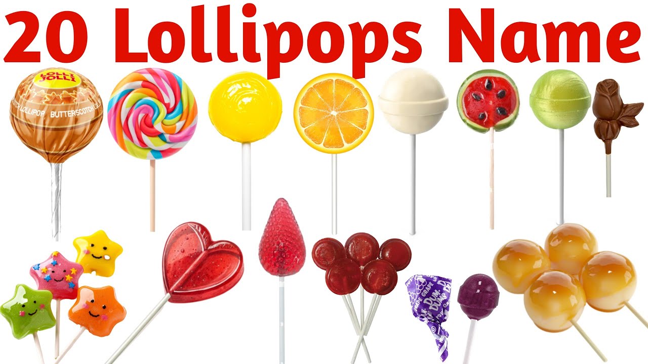 20 लॉलीपॉप के नाम| 20 Lollipop Names for Kids Learning with Pictures and Sounds | Preschool