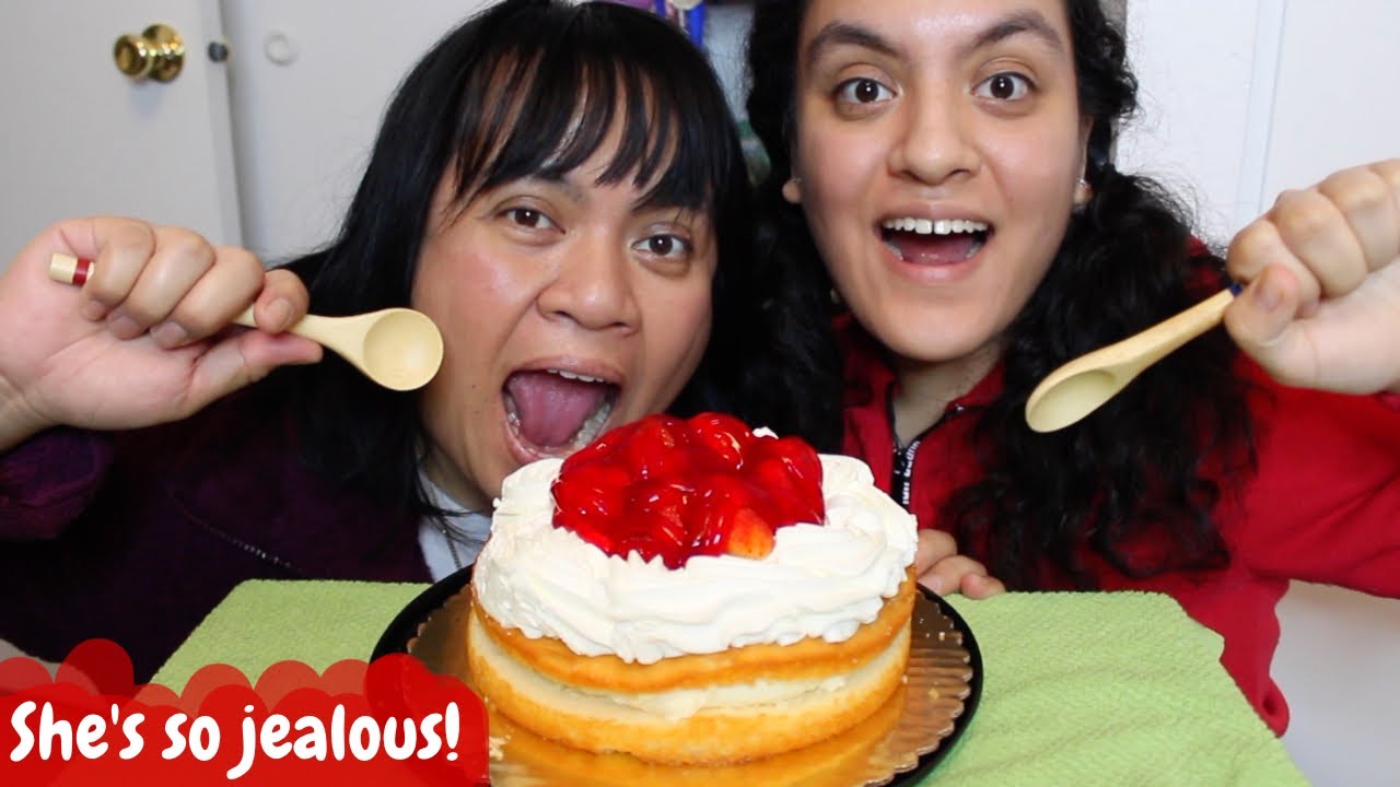Eating Strawberry Cake MUKBANG