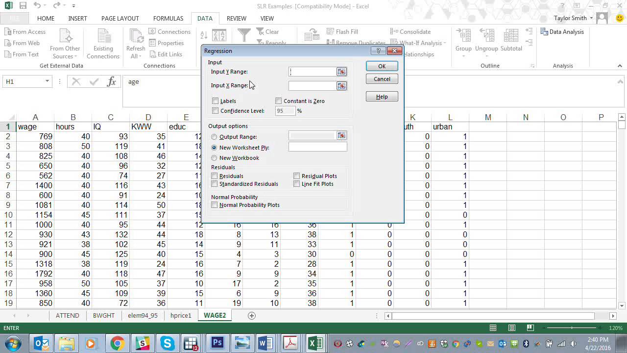 Regression Chart Excel 2013