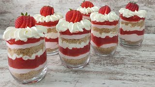 A spectacular and fast STRAWBERRY DESSERT recipe without baking and gelatin! Yummy!
