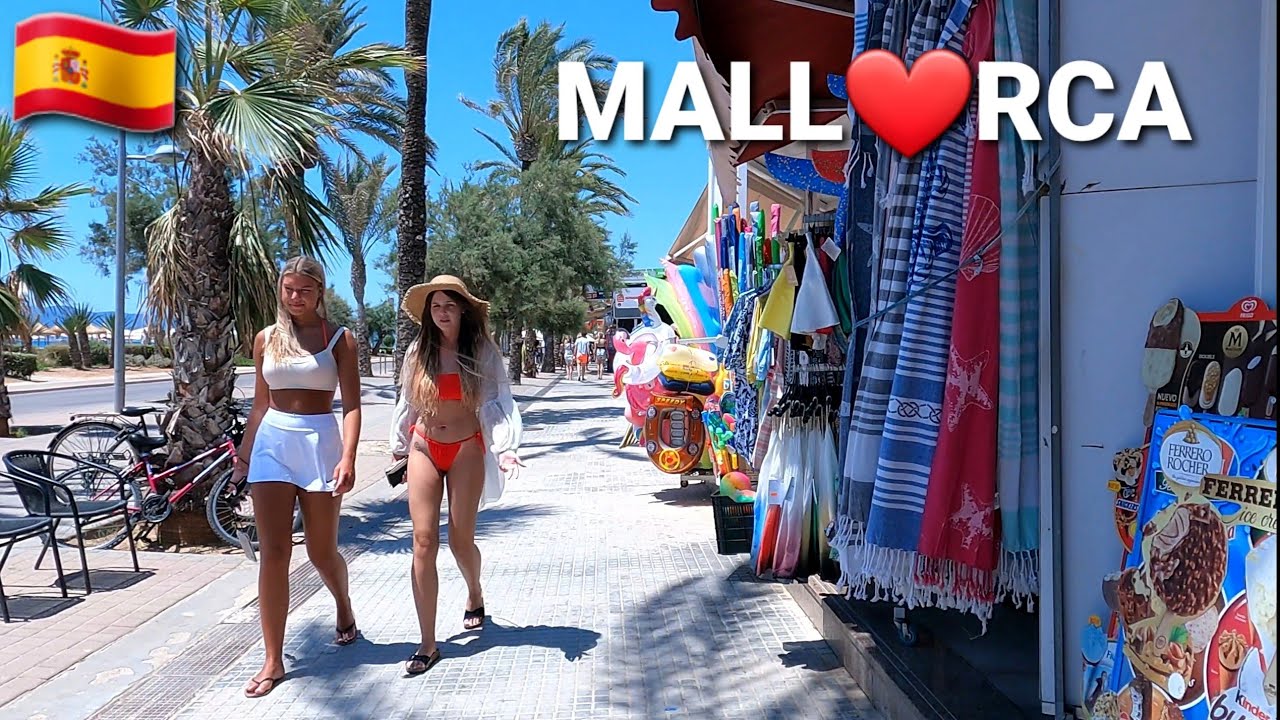 4K🇪🇸Playa de Palma🏖 Arenal | Can Pastilla | Mallorca | Walking tour in July ☀️33°C | Spain 2022