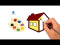 Colouring and Drawing || kids || How to make a House