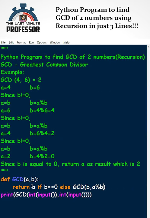 How to find GCD using Recursion? (Just 3 Lines of Python Code) - YouTube