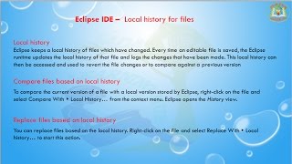 Lesson - 22 : Eclipse IDE - Local history for files, Organizing workspace with working sets, Tasks