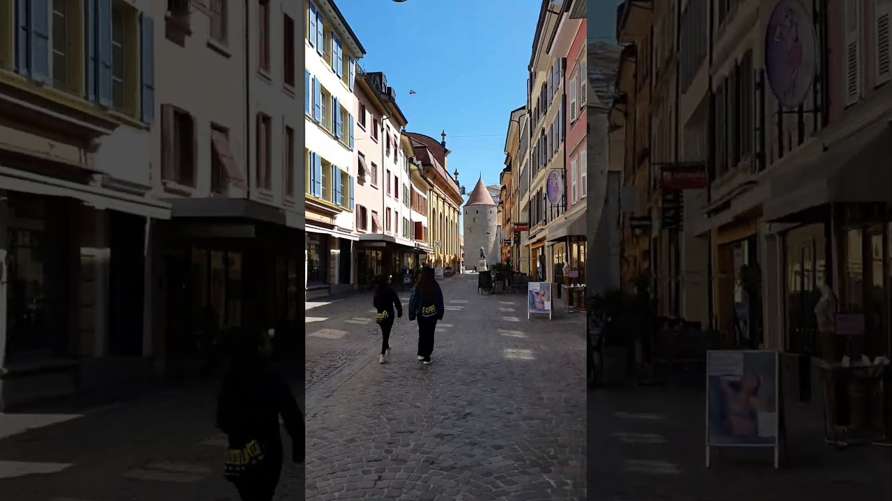 Yverdon-les-Bains old town, Switzerland. Hyperlapse film.