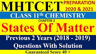 States Of Matter Chapter 2 Chemistry Class 11| MHTCET 2020 2021 preparation| Previous Year Question