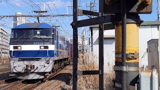 【サービス警笛3回吹鳴】JR貨物 EF210-323号機+コキ24B 岡A2仕業[1093レ] 名古屋タ行 花月園前踏切通過！