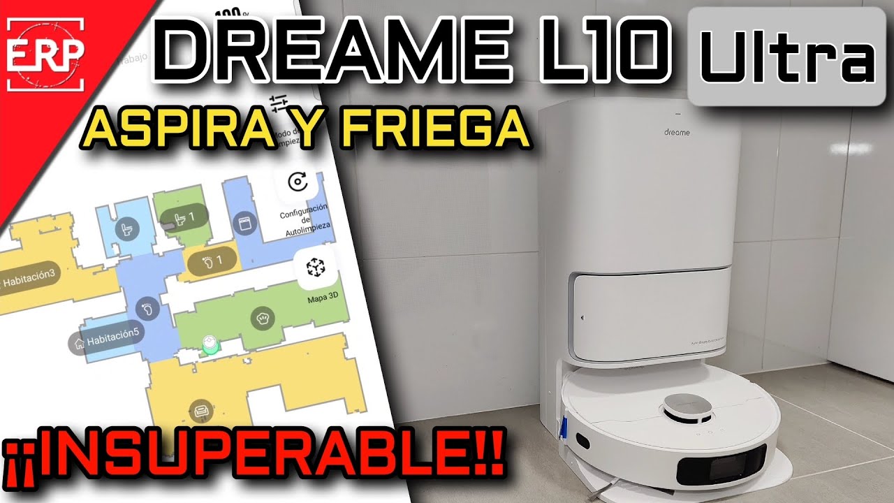  Dreametech L10s Ultra Robot Aspiradora y Trapeador Combo,  Limpieza y Secado Automático, Base Autorrecarga y Auto-Vaciado para 60 días  de limpieza, succión de 5300 Pa y navegación IA, compatible con 