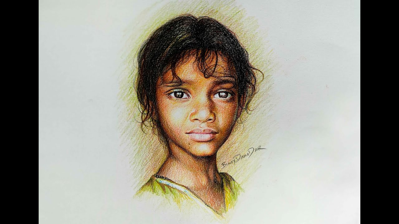 Drawing a realistic portrait with coloring pencil | How to draw face | weway | weway art studio