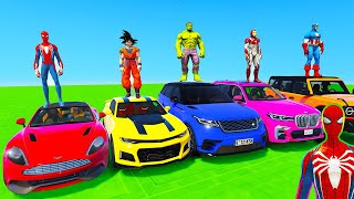Spiderman Cars Racing Challenge On Mega City Rampa ! Superhero Hulk Goku Ironman Epic Race - Gta 5