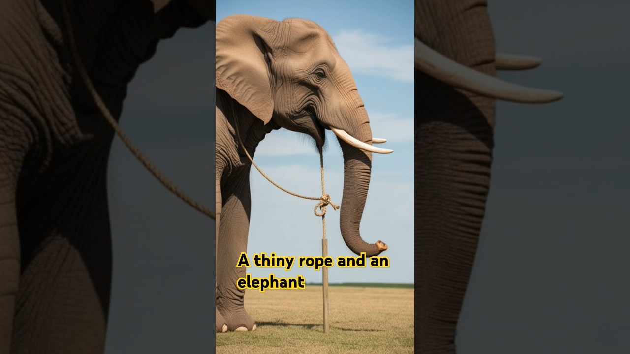 A thiny rope and an elephant 