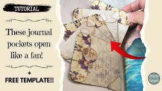 These Interactive Junk Journal Pockets Open Like a Fan!!! + FREE Template!