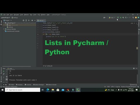 How to use lists in pycharm | how to use lists data type in python in pycharm