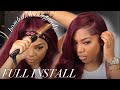 BURGUNDY BODY WAVE HAIR INSTALL! Pre Colored, Layers, No Salon Needed! ft. Unice Hair