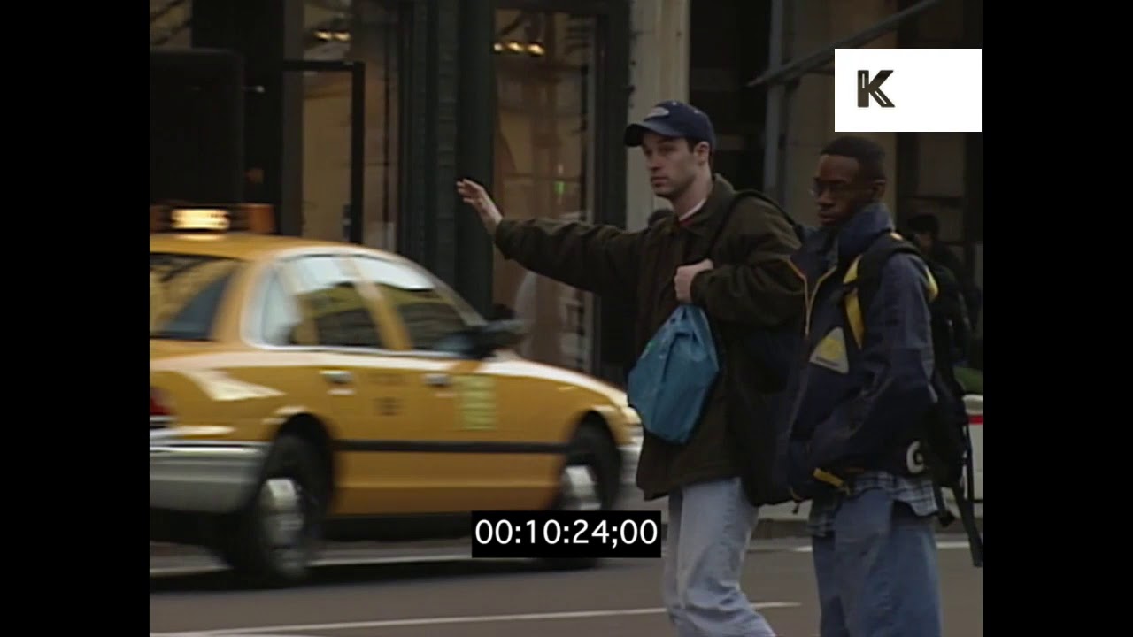 1990s NYC, New Yorkers Hailing Taxis