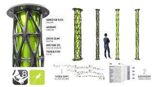 Parametric Column Structure Design with Connection and Hardware Using Rhino 8 3D #Grasshopper