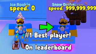 Becoming The Fastest Player! Number 1 On Leaderboard! - Ice Skating Simulator Roblox