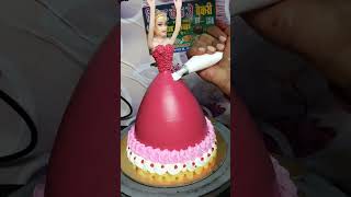 Red colour Doll Cake Recipe How to make cake recipe in India status youtubeshorts dollcakerecipe