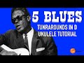 Five Delta Turnarounds in D - Blues Ukulele Tutorial with Tabs