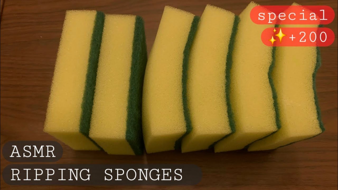 ASMR - 🎉🩷Ripping dry/jelly/ jelly soapy sponges special 200🩷🎉|| scratching,picking,ripping sounds ||