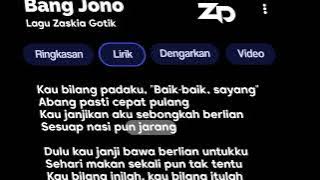 Lirik Lagu Bang Jono Saskia Gotik (Link Download Video Di Deskripsi)