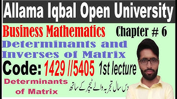 business mathematics 1429 chapter 06// determinants and inverses of matrix// ba math in Urdu// AIOU