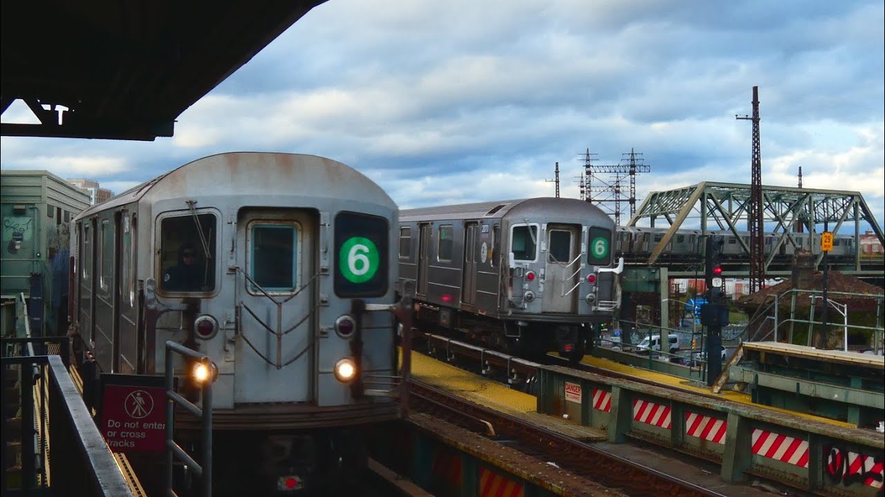 IRT Pelham Line: R62A (6) Express & Local Trains at Whitlock Avenue (PM ...