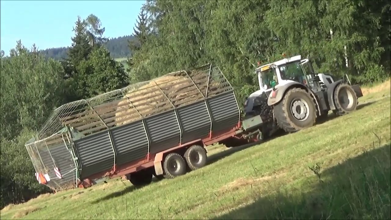 Sběr sena 2020 Fendt 828 Vario s Horalem a Fendt 936 se sběracím vozem Pottinger Jumbo 8000