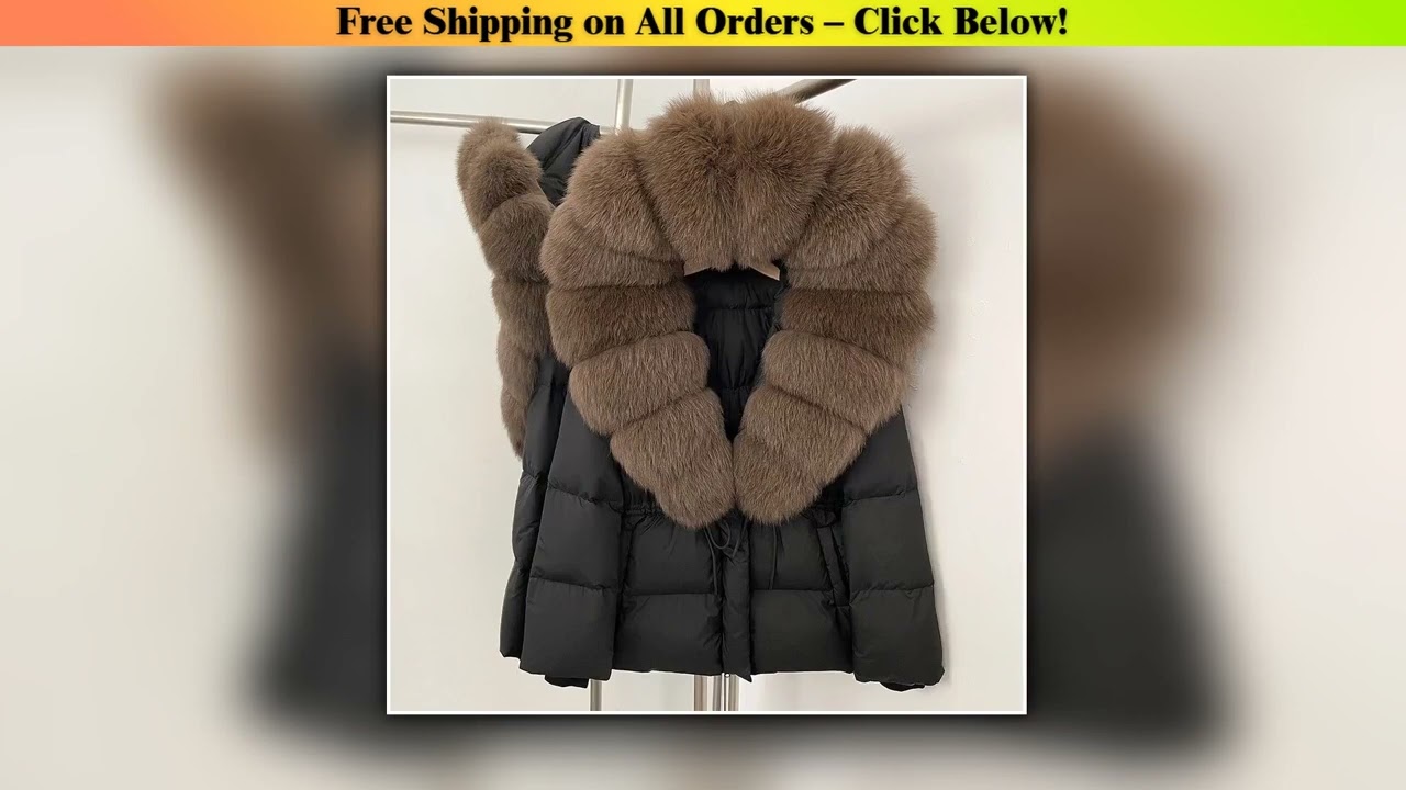 Reality Fur Jacket Real Fur Collar Duck Down Coat Female Winter Hooded Warm Fox Fur Coat Women