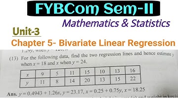 Part-12 Bivariate Linear Regression | FYBCom Sem-II | Maths & Stat. by Prof. Ramesh