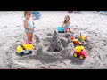 Kids Playing On The Beach Making A HUGE Sand Castle 