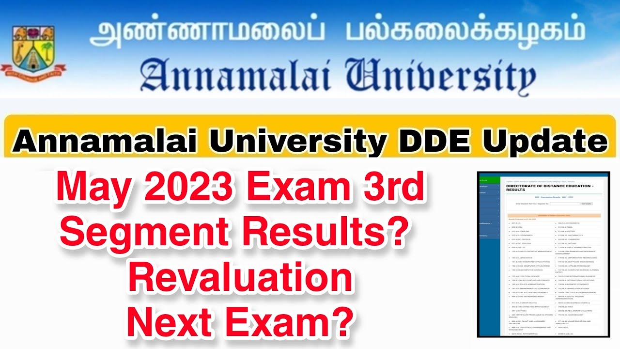 Annamalai University DDE May 2023 Results Revaluation Next Exam YouTube