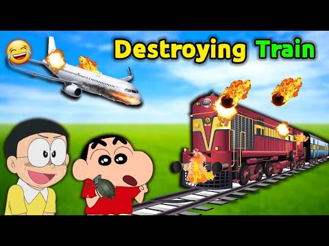 Shinchan And Nobita Destroying Train 😱 || 😂 Funny Game Teardown