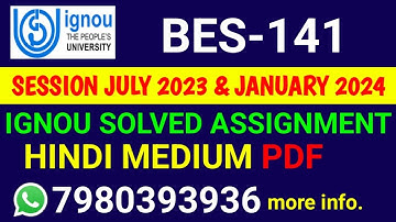 BES 141 Solved Assignment 2023-24 Hindi, BES 141 Solved Assignment 23-24, BES-141 Assignment