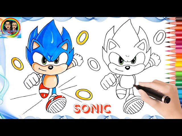 como desenhar o Sonic correndo - how to draw sonic running - como dibujar a  sonic corriendo 
