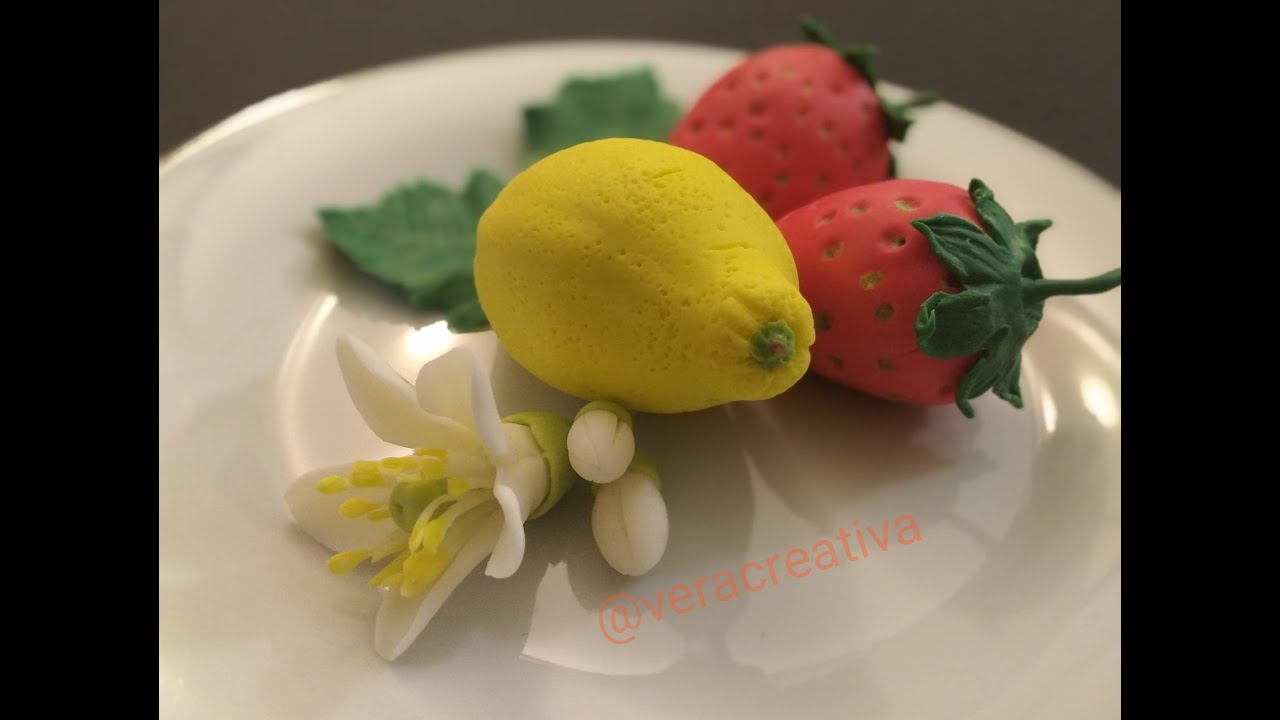 Limone 🍋 Fragole 🍓 con la porcellana fredda, pasta di mais...come realizzarli! Frutti  pasta di mais
