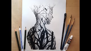 Men in Nature || Designing with Colour pencil || #R-sd arts || Rup sutradhar