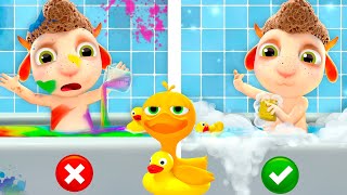 Bathroom Of Paints Vs Pure Water | Funny Yellow Duck | Cartoon For Children | Dolly And Friends 3D